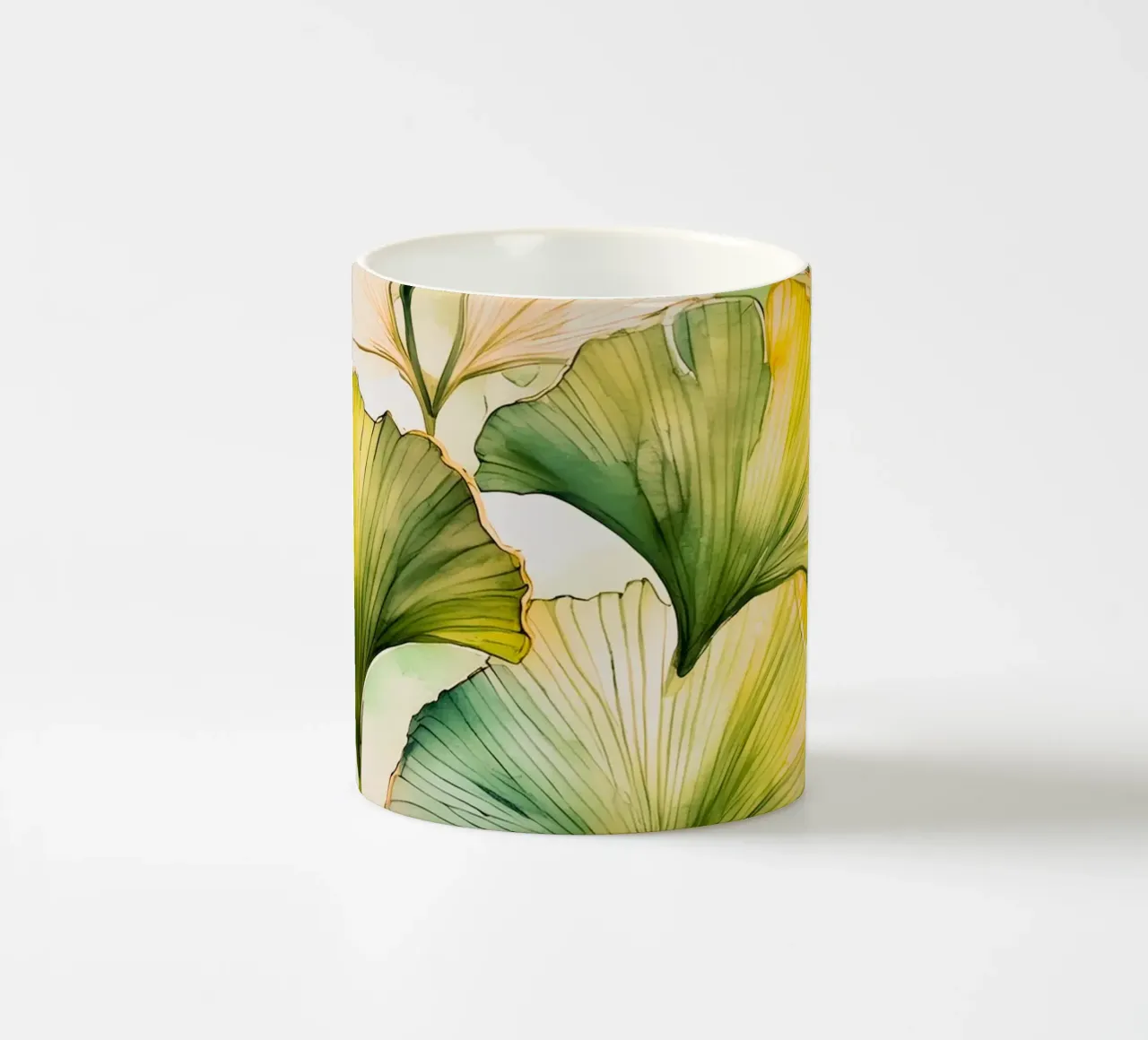 Gingko biloba giallo e verde tazza in ceramica da Justyna Jaszke JBJart