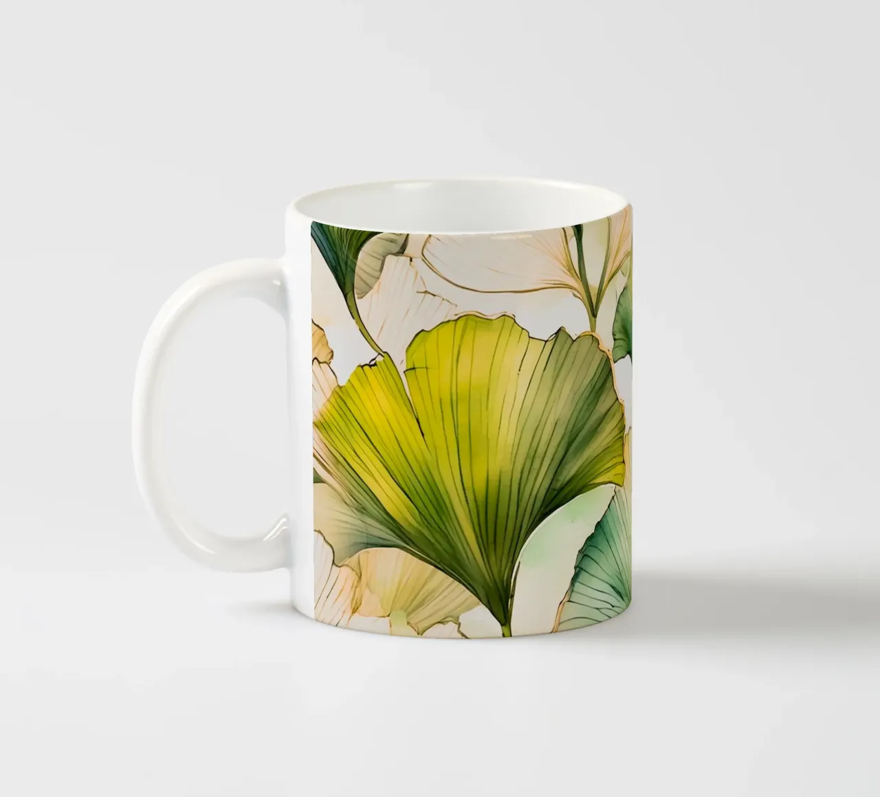 Gingko biloba giallo e verde tazza in ceramica da Justyna Jaszke JBJart