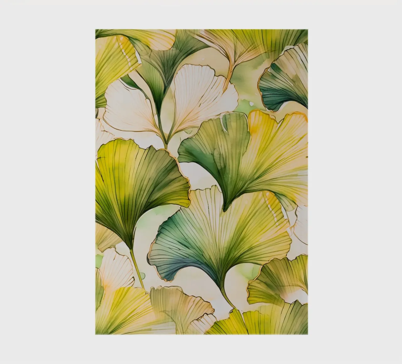 Gingko biloba jaune et vert carnet de notes de Justyna Jaszke JBJart
