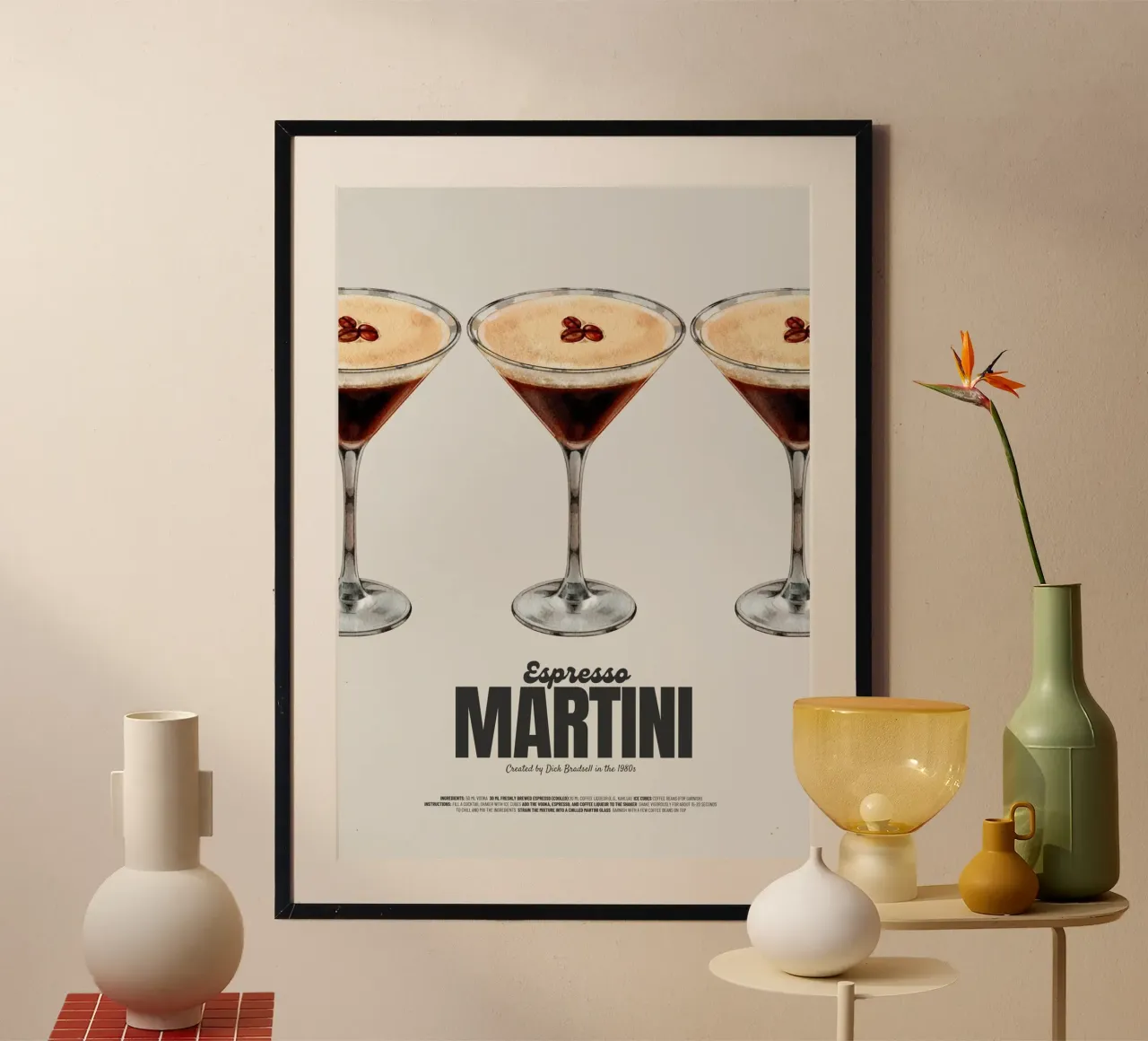 Espresso Martini poster con telaio in legno da PurePeachStudio