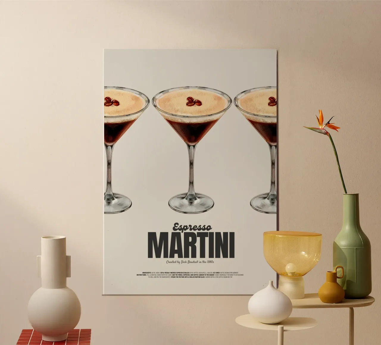 Espresso Martini poster con telaio in legno da PurePeachStudio