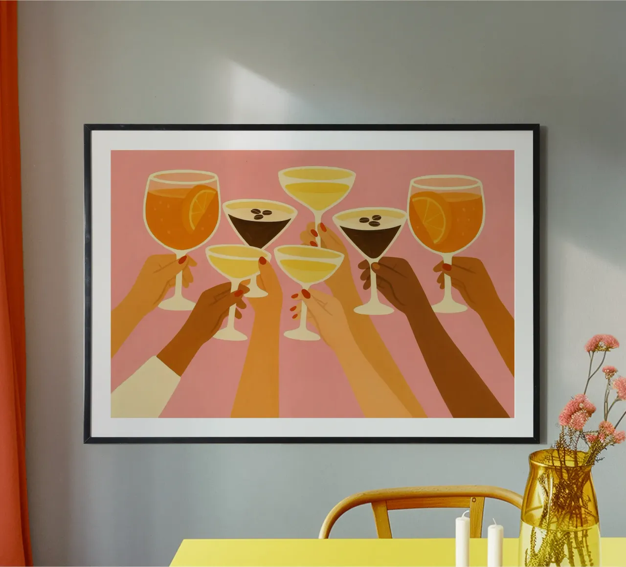 Salute insieme poster con telaio in legno da PurePeachStudio
