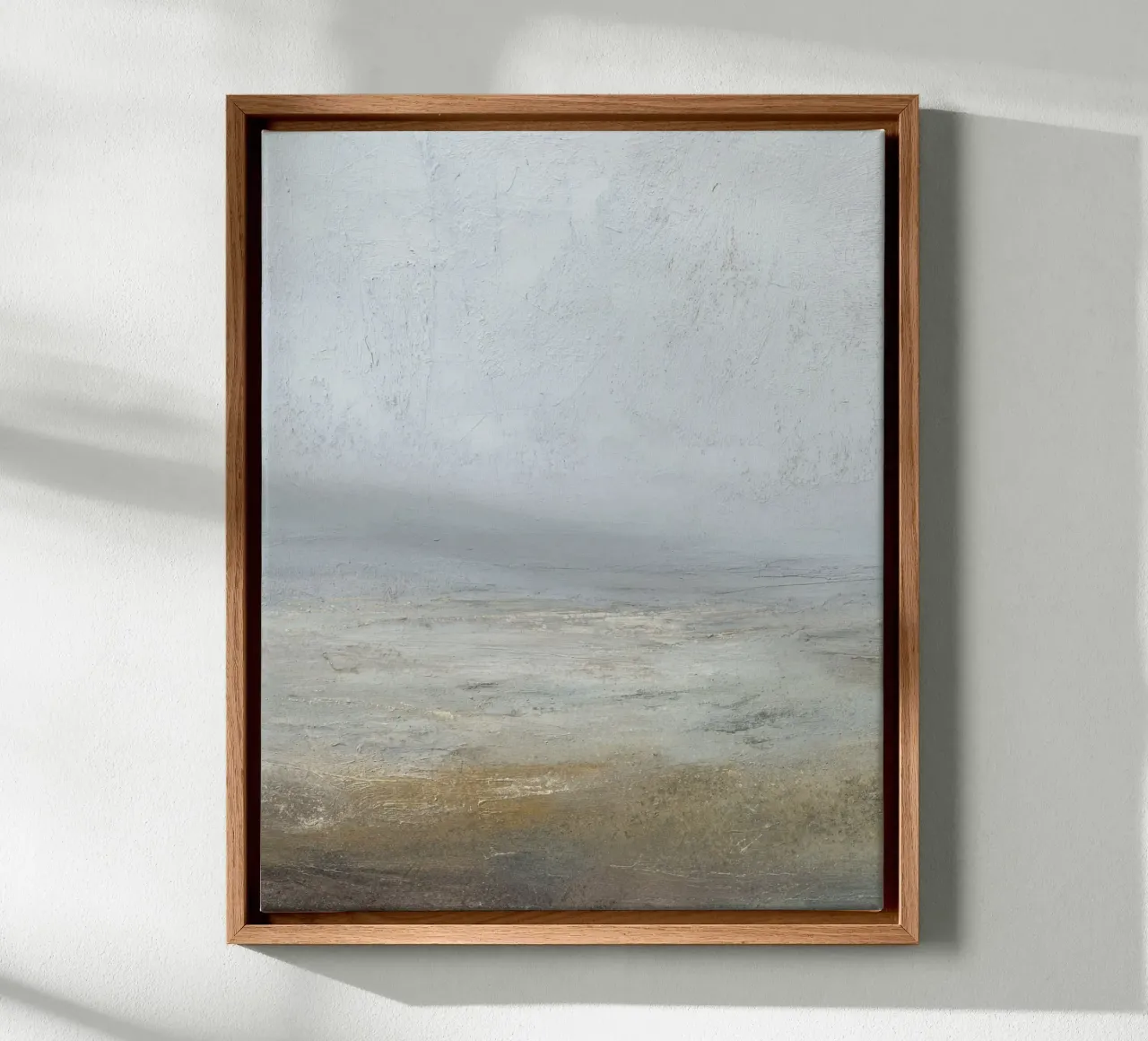 Paesaggio marino minimalista strutturato e astratto in toni freddi tela con Cornice a cassetta da Artbyvo
