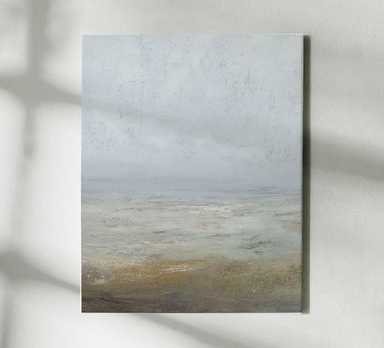Paesaggio marino minimalista strutturato e astratto in toni freddi tela con Cornice a cassetta da Artbyvo