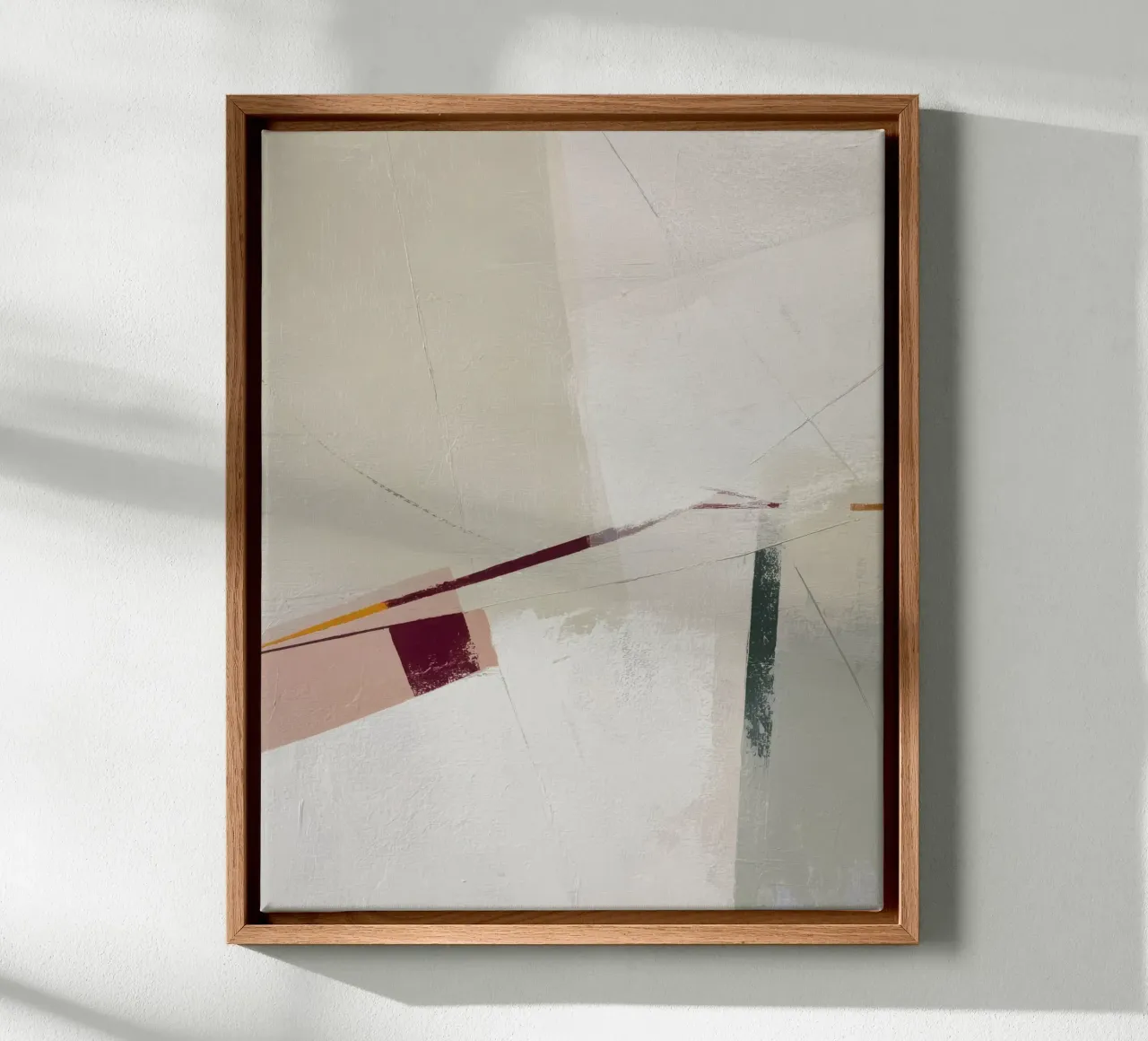 Geometric Minimalist Abstract Painting with Soft Neutral Ton canvas with Floater frame by Artbyvo
