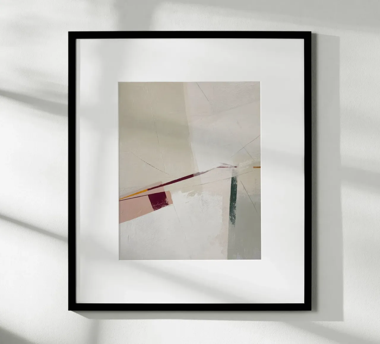 Pittura astratta geometrica minimalista con tonalità neutre e morbide poster con telaio in plastica da Artbyvo