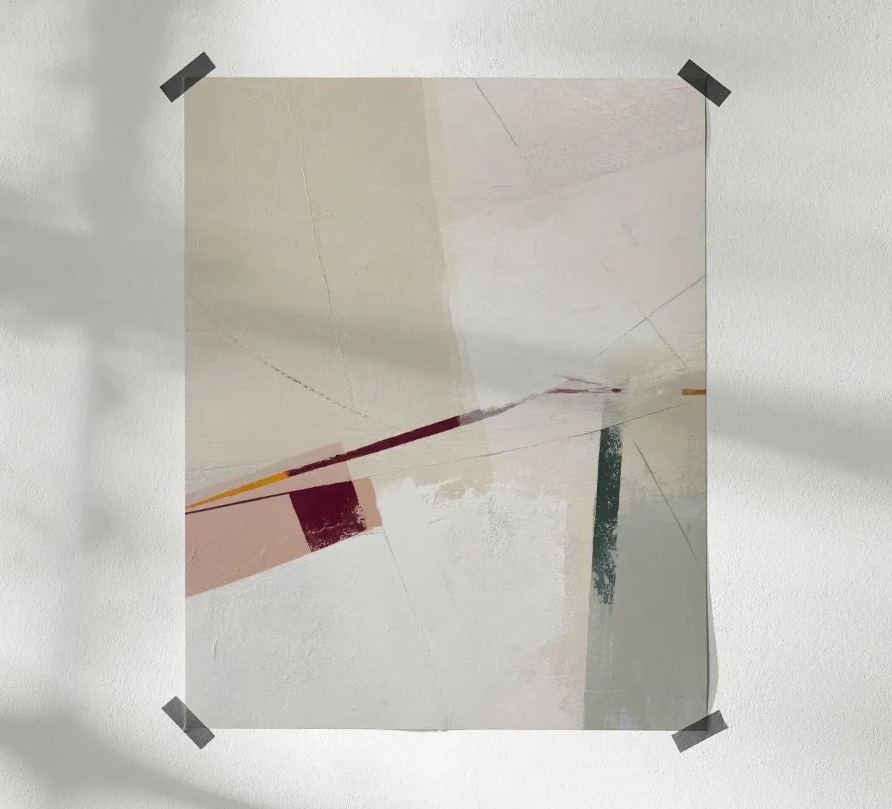 Pittura astratta geometrica minimalista con tonalità neutre e morbide poster con telaio in plastica da Artbyvo