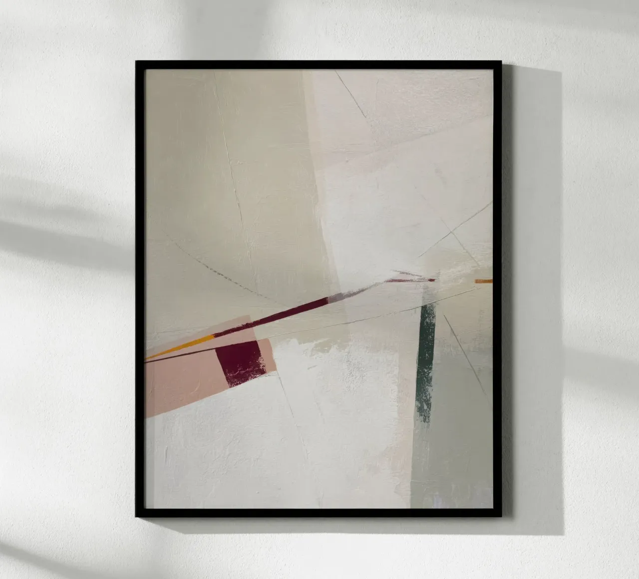 Pittura astratta geometrica minimalista con tonalità neutre e morbide poster con telaio in plastica da Artbyvo