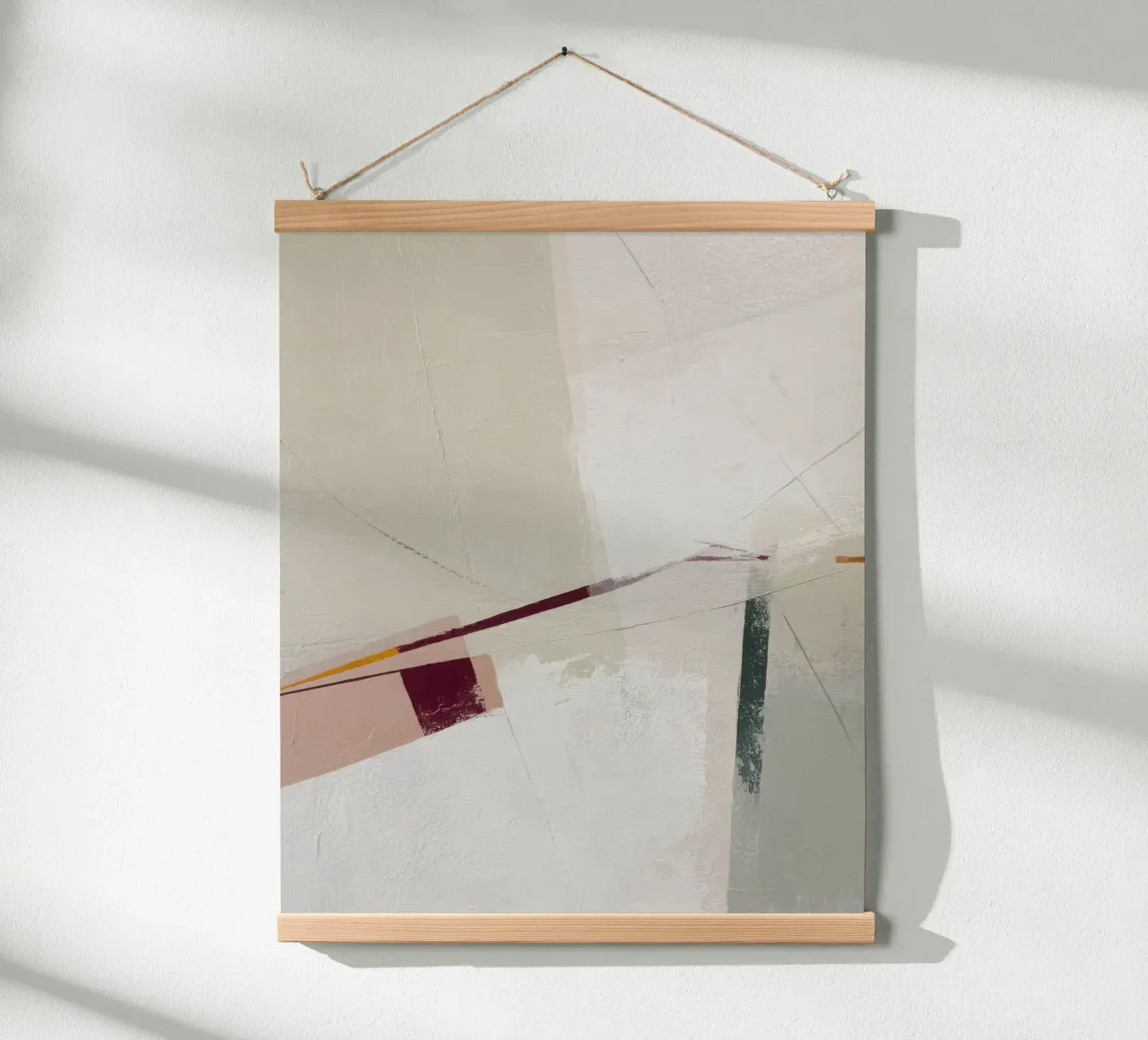 Pittura astratta geometrica minimalista con tonalità neutre e morbide poster con telaio in plastica da Artbyvo