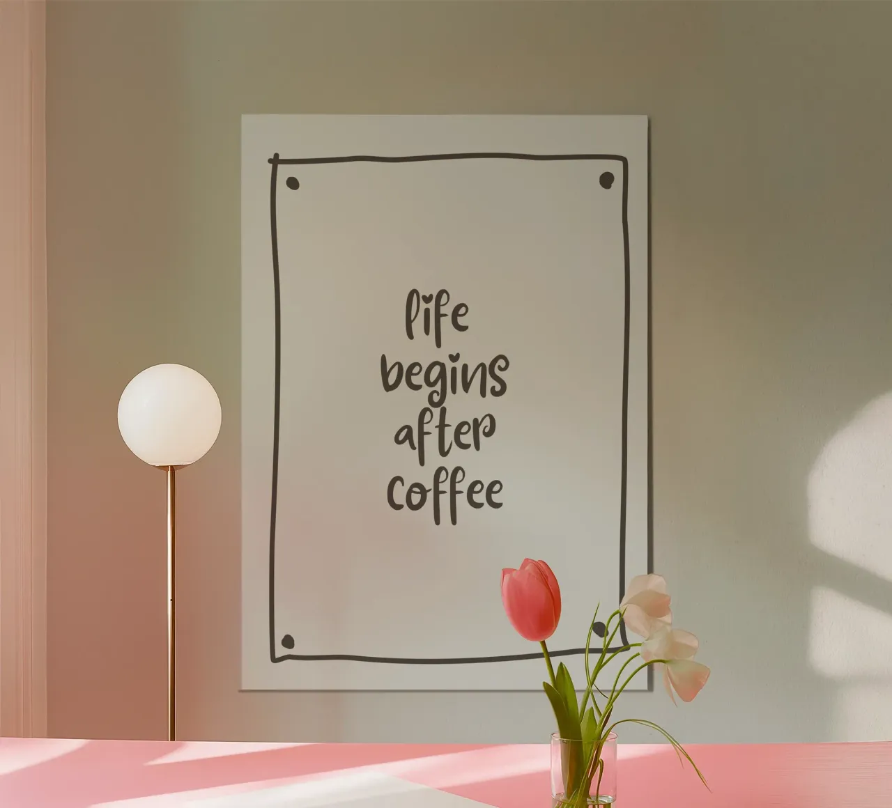 DAS LEBEN BEGINNT NACH DEM KAFFEE Poster von PurePeachStudio
