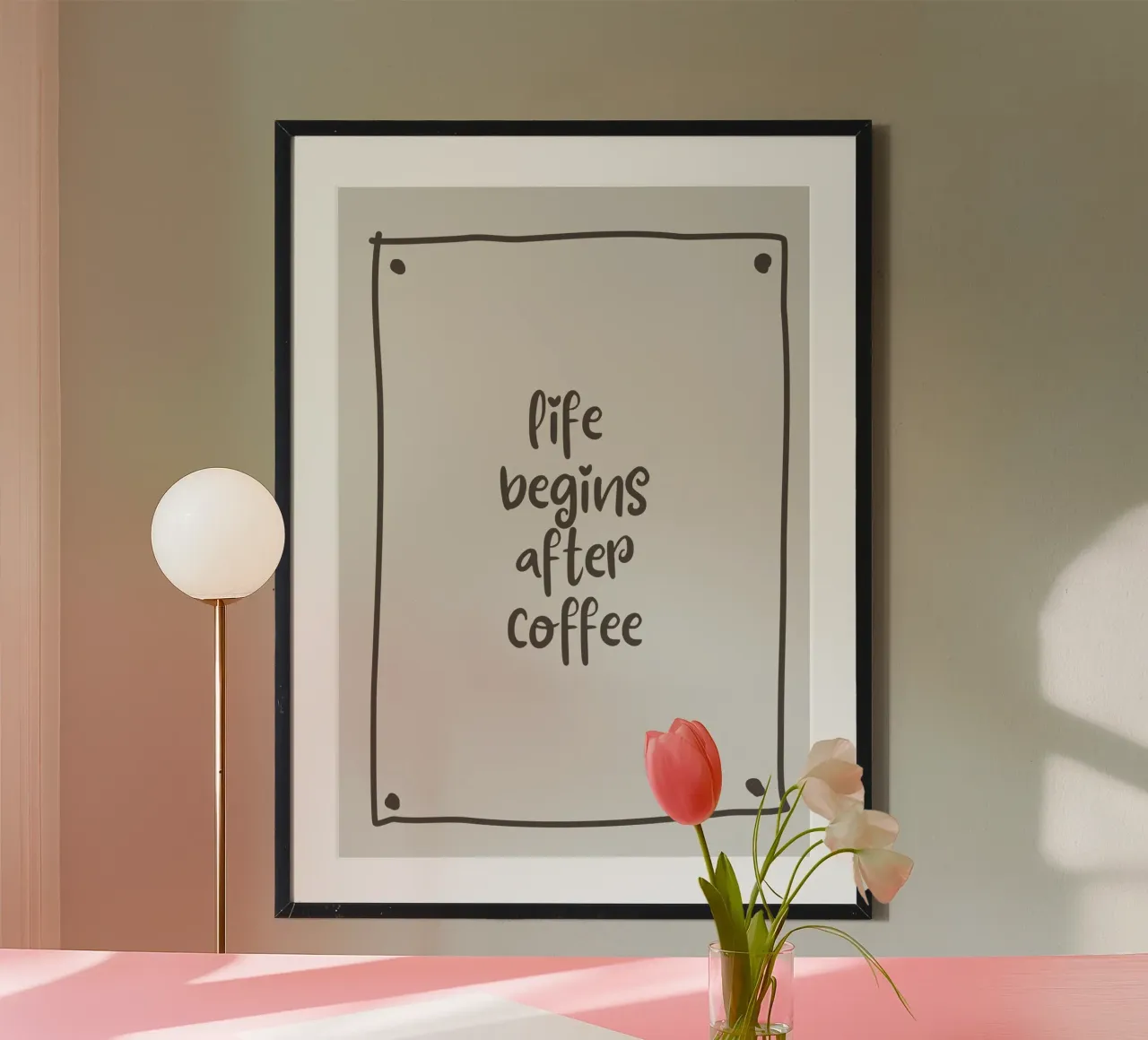 DAS LEBEN BEGINNT NACH DEM KAFFEE Poster von PurePeachStudio