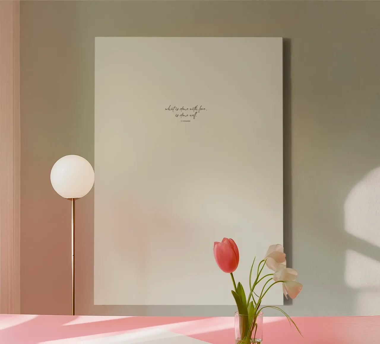 "Was mit Liebe getan wird, ist gut getan" Leinwand mit Schattenfugenrahmen von PurePeachStudio