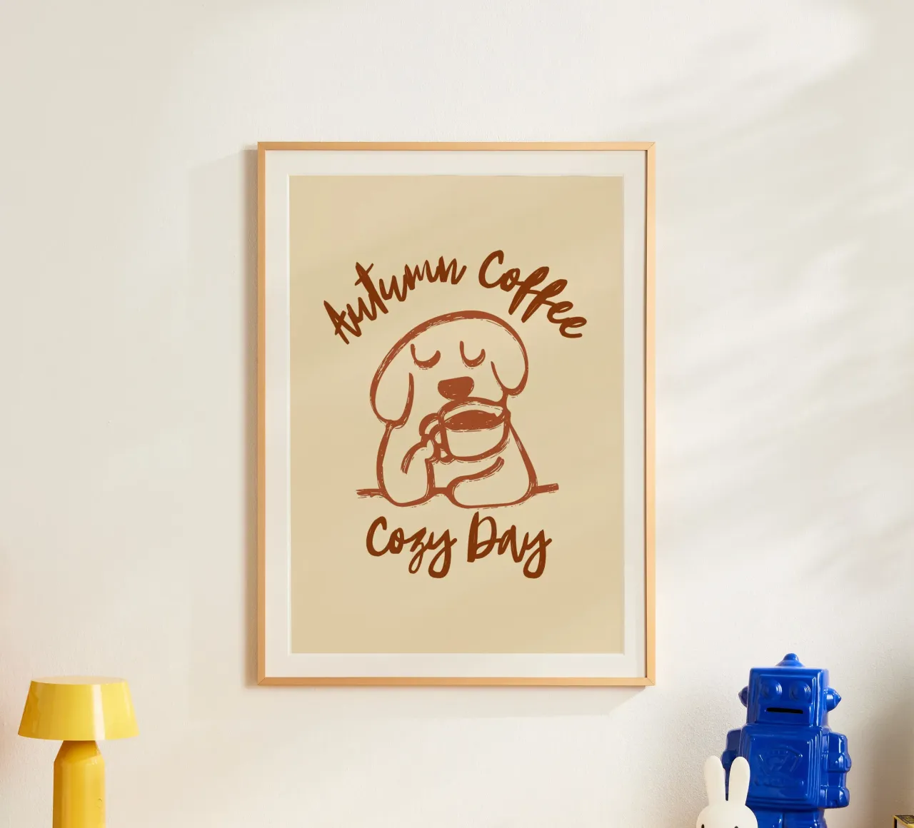 Caffè d'autunno - Giornata accogliente: Arte canina minimalista poster da vintagepod