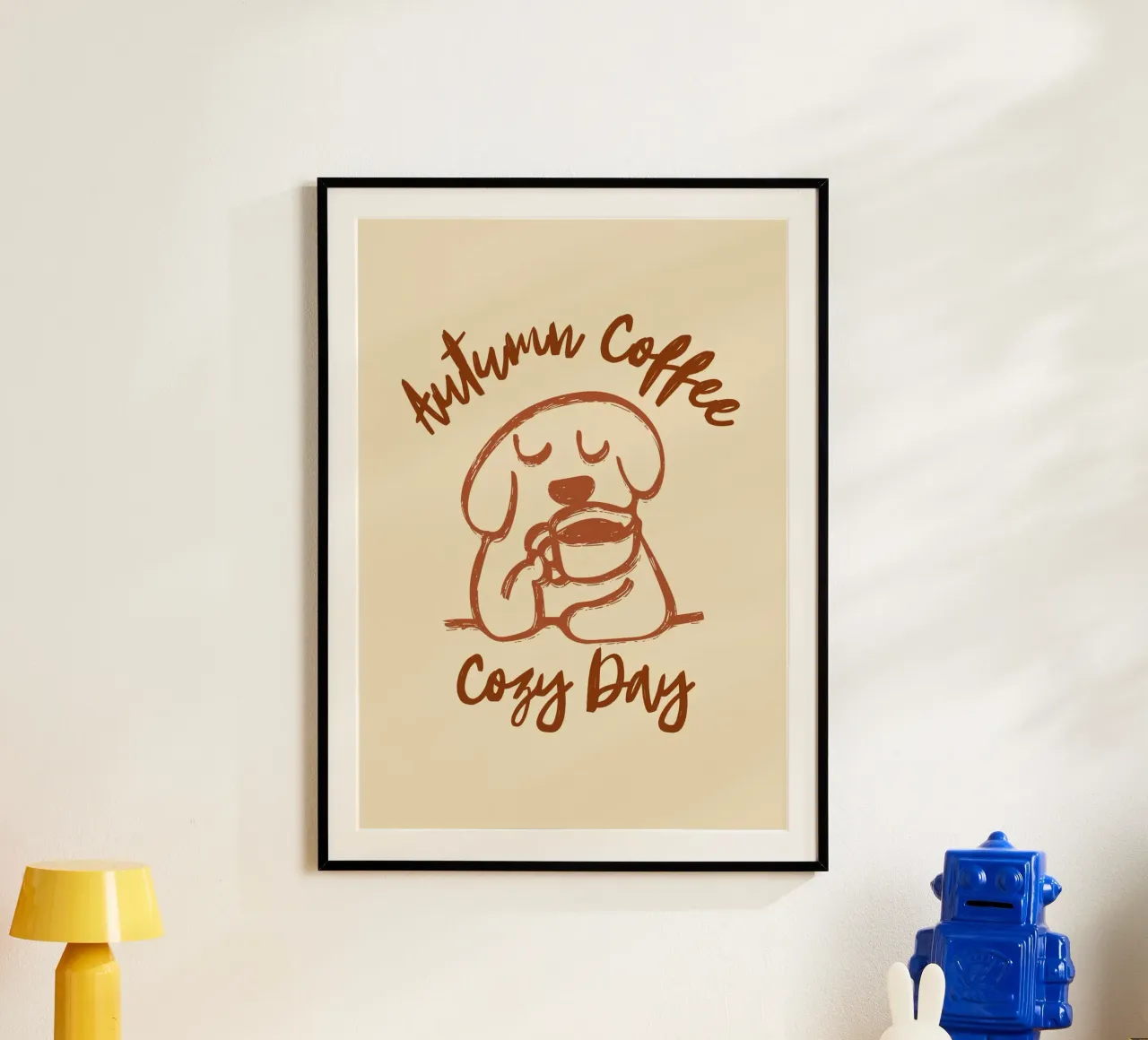 Caffè d'autunno - Giornata accogliente: Arte canina minimalista poster da vintagepod