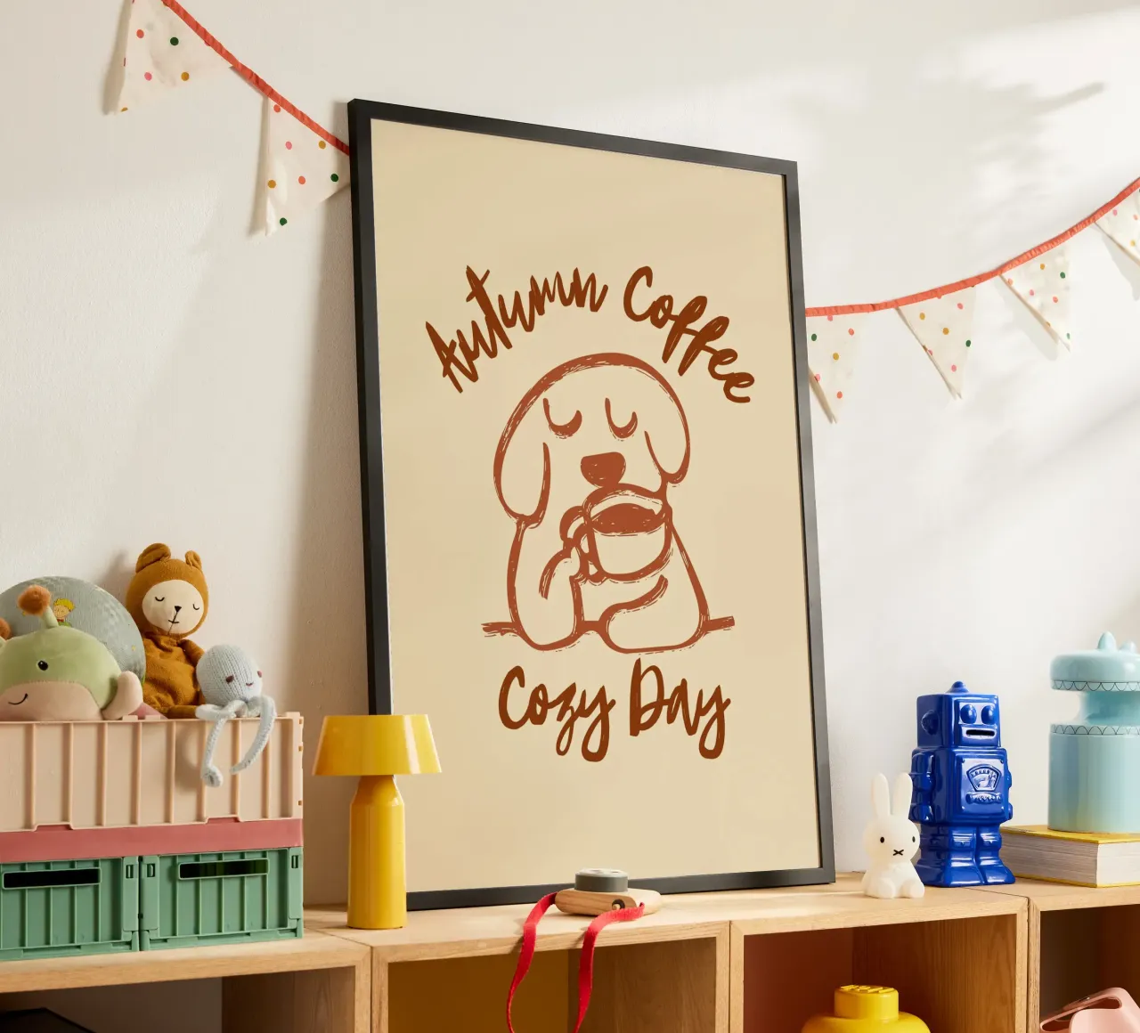 Caffè d'autunno - Giornata accogliente: Arte canina minimalista poster da vintagepod