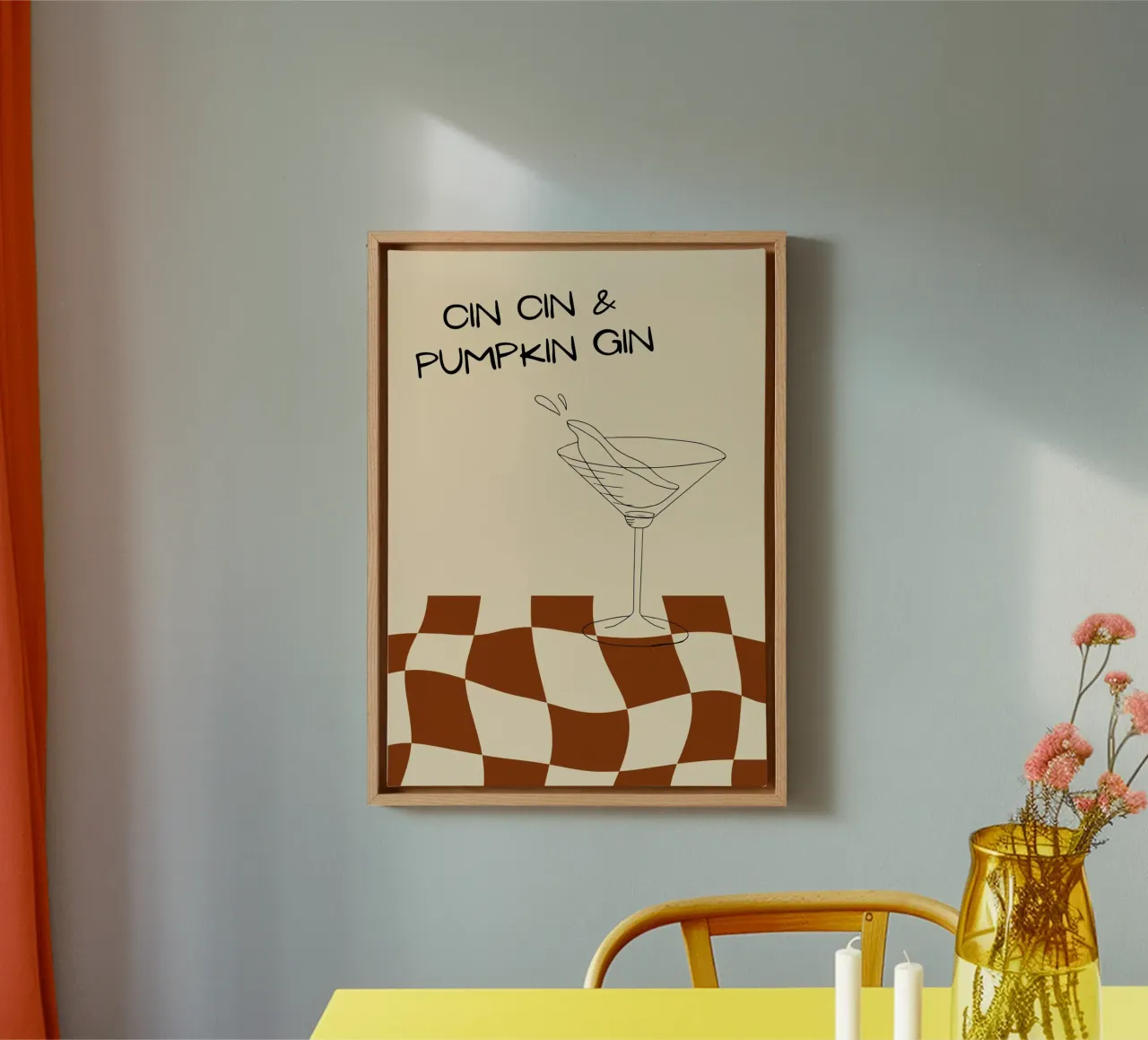 Cin Cin e Pumpkin Gin: Cocktail d'arte retrò tela con Cornice a cassetta da vintagepod