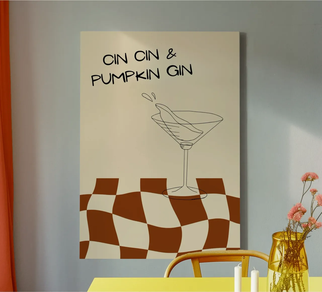 Cin Cin e Pumpkin Gin: Cocktail d'arte retrò tela con Cornice a cassetta da vintagepod
