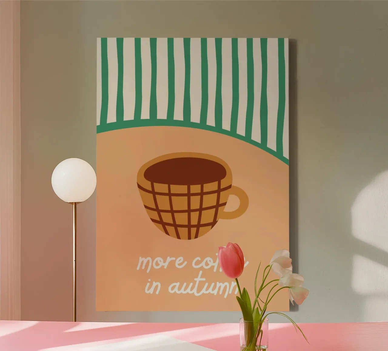 Meer Koffie in de Herfst Gezellige Poster Kunst canvas met Baklijst van vintagepod