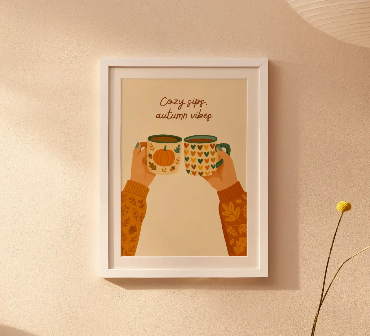Cozy Sips Herbst Vibes Kaffeebecher Kunst Poster von vintagepod