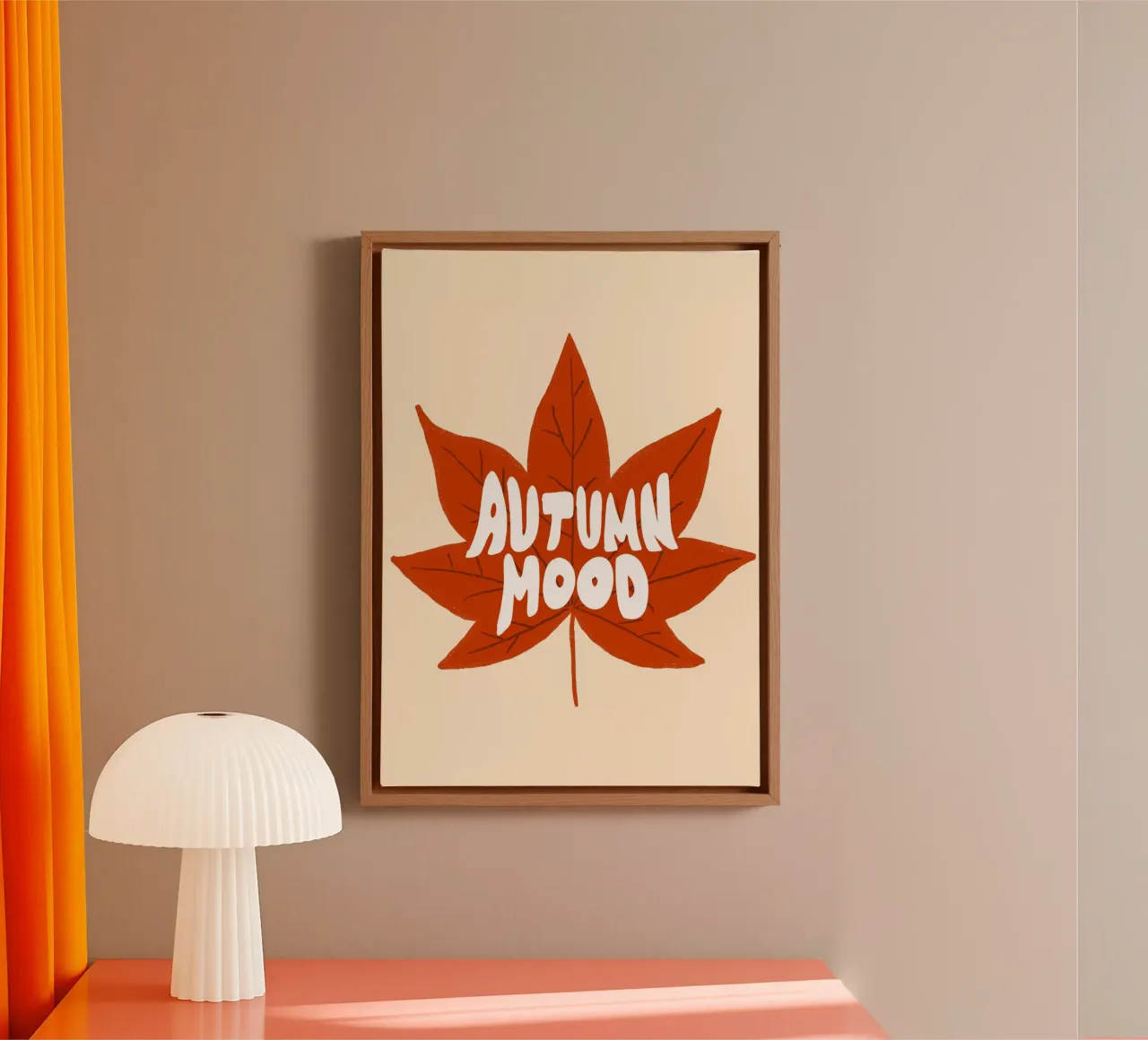 Herbststimmung Ahornblatt Herbst Ästhetik Poster Leinwand mit Schattenfugenrahmen von vintagepod