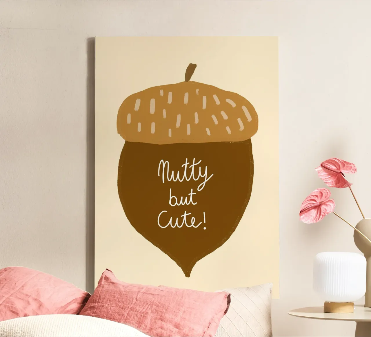Nutty but Cute Acorn Fall Art Print canvas with Floater frame by vintagepod