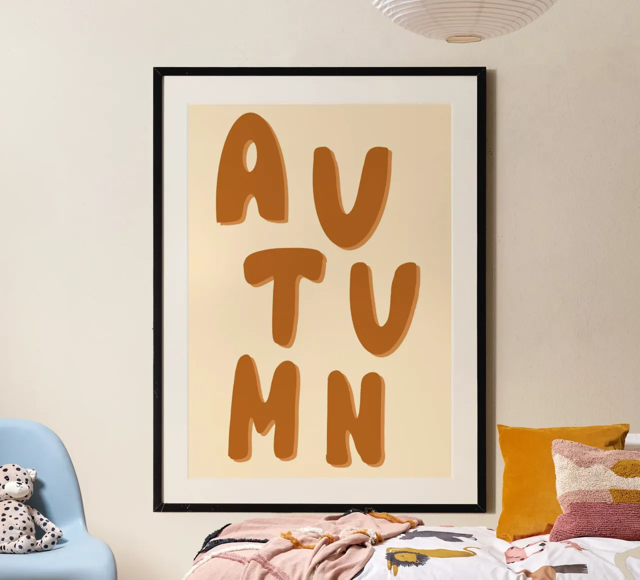 Poster minimalista retrò Autunno Groovy poster con telaio in alluminio da vintagepod