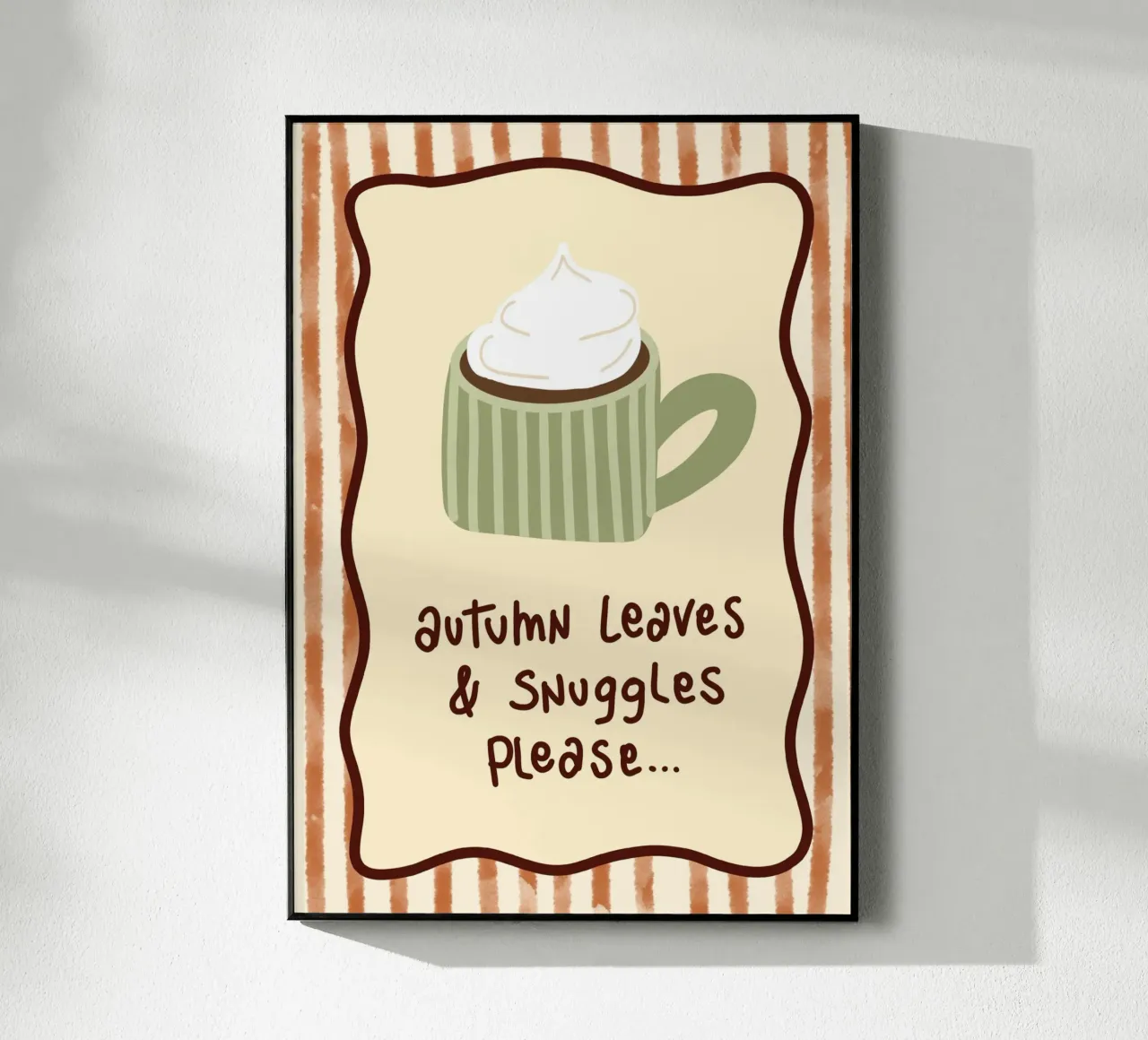 Foglie d'autunno e coccole per favore, bevande calde artistiche plexiglass da vintagepod