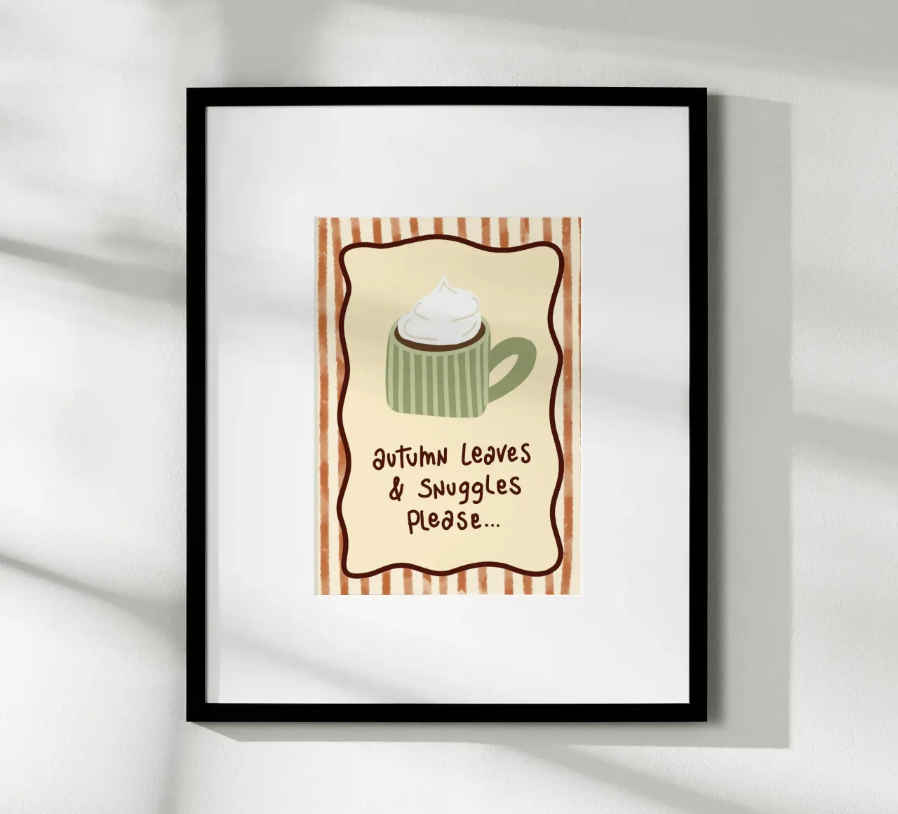 Herbstblätter & Kuscheln Bitte Heißgetränk Kunst Poster von vintagepod