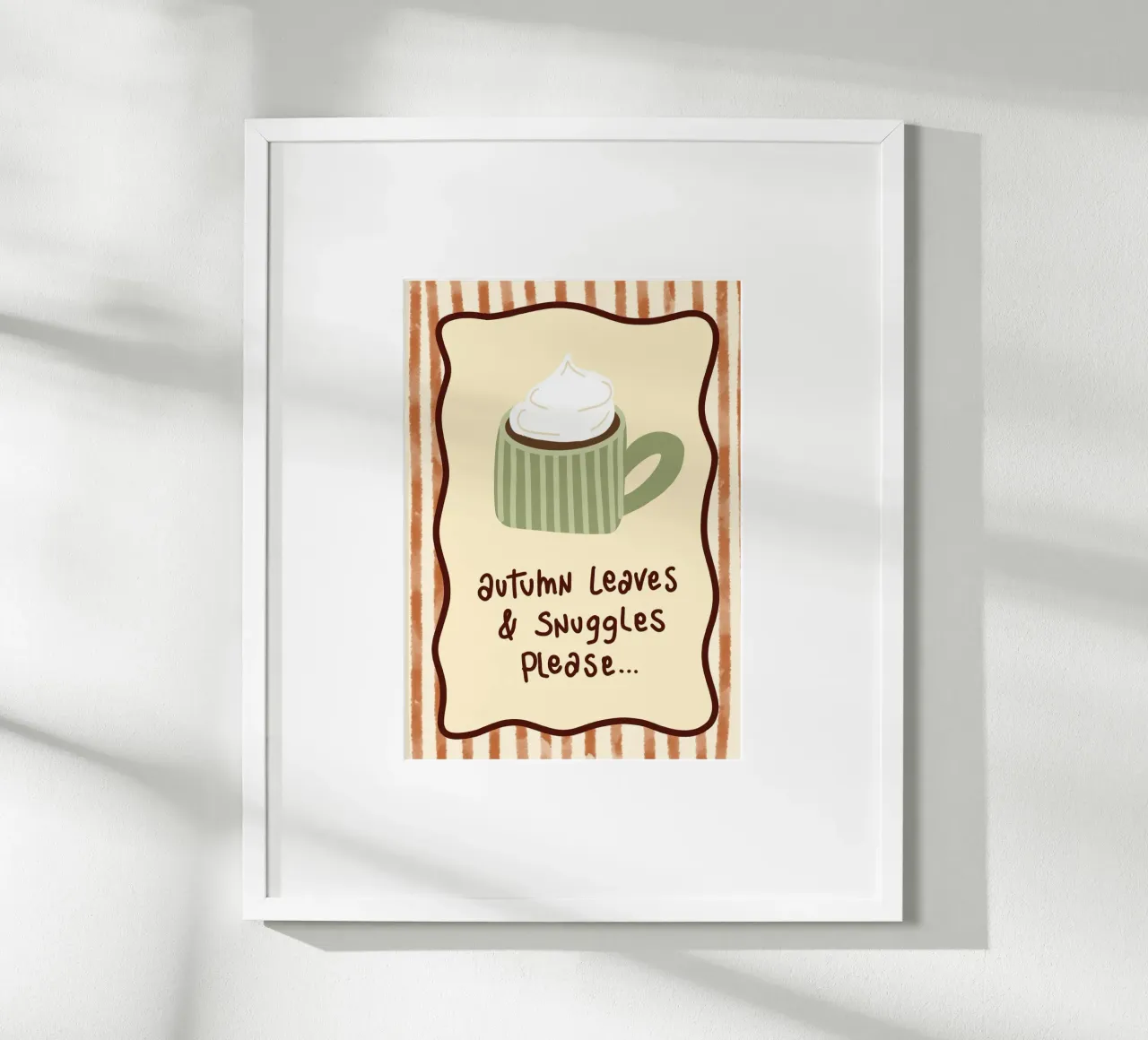 Herbstblätter & Kuscheln Bitte Heißgetränk Kunst Poster von vintagepod