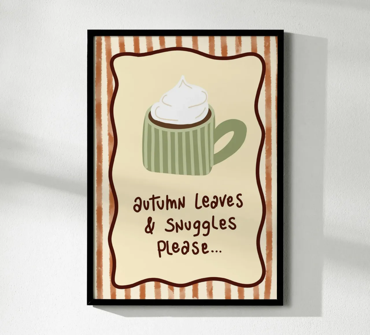Herbstblätter & Kuscheln Bitte Heißgetränk Kunst Poster von vintagepod