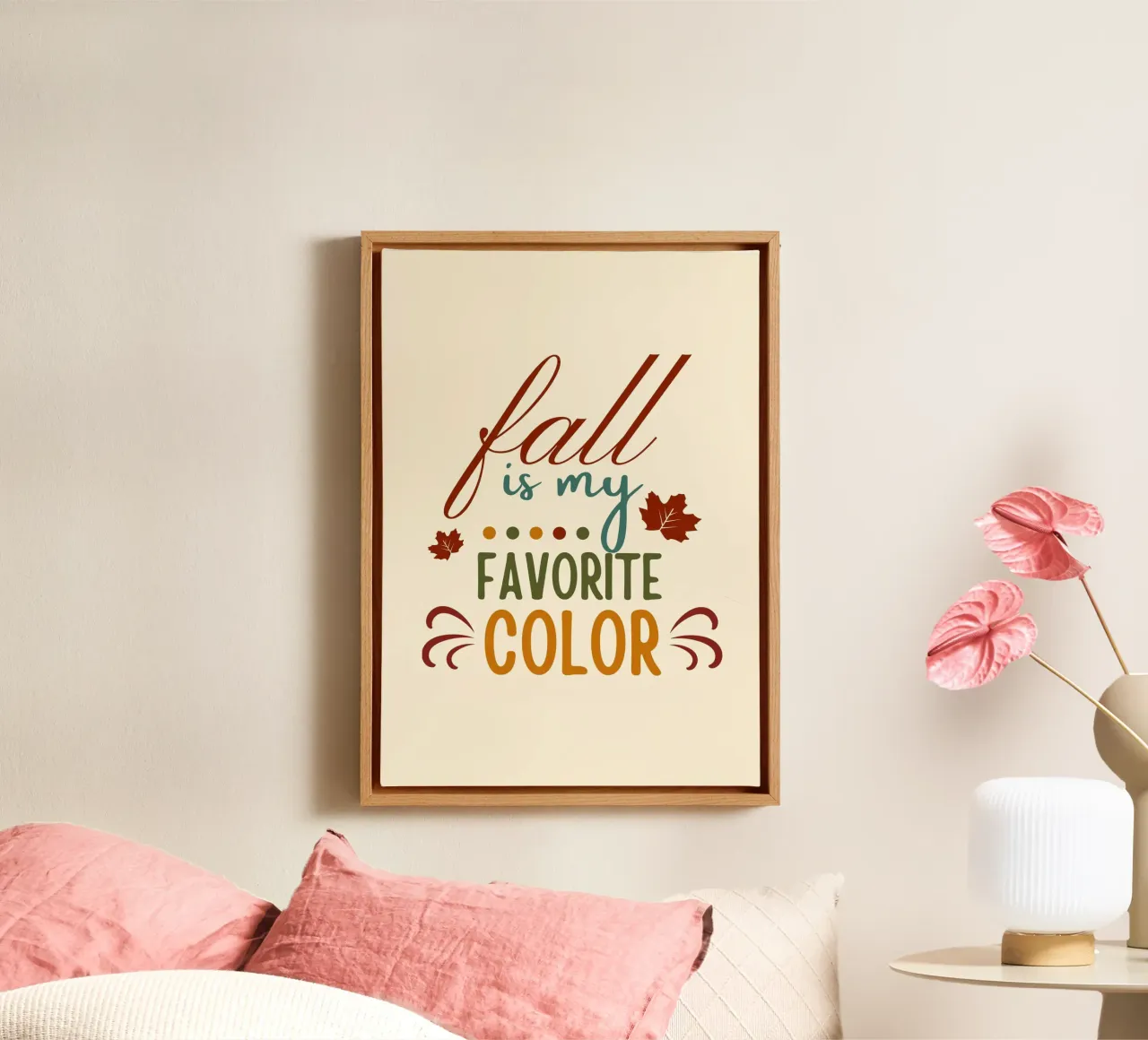 Herbst ist meine Lieblingsfarbe Herbst Zitat Kunst Leinwand mit Schattenfugenrahmen von vintagepod
