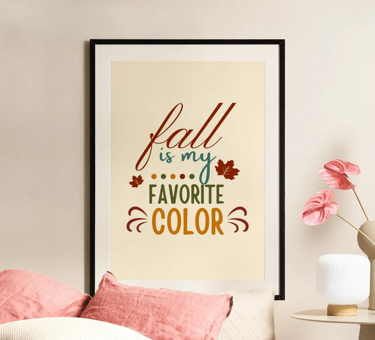 L'autunno è il mio colore preferito Citazioni d'autunno poster con telaio in legno da vintagepod