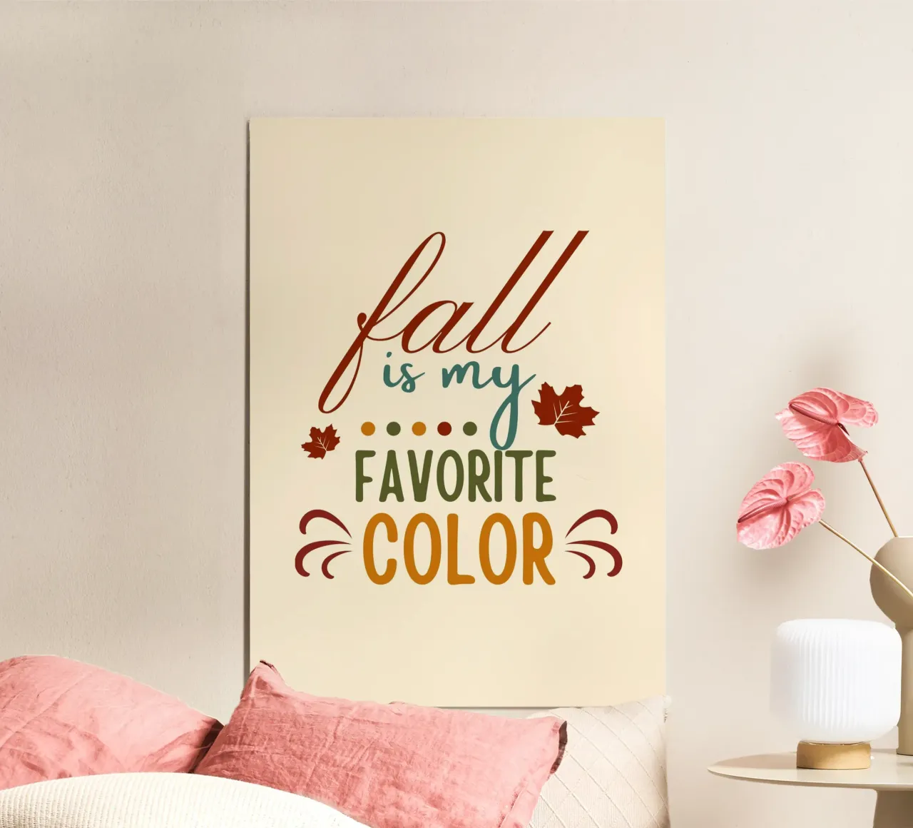 L'autunno è il mio colore preferito Citazioni d'autunno poster con telaio in legno da vintagepod