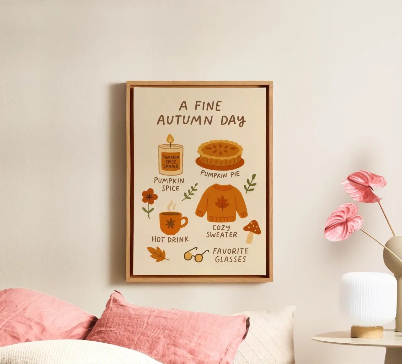 Une belle journée d'automne Liste de contrôle de l'automne douillet toile avec Caisse américaine de vintagepod