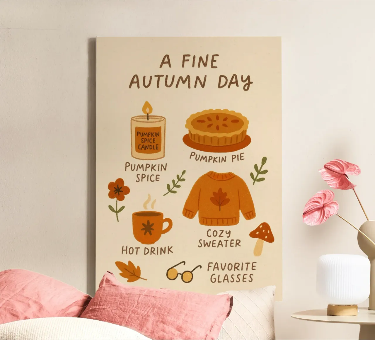 Une belle journée d'automne Liste de contrôle de l'automne douillet toile avec Caisse américaine de vintagepod