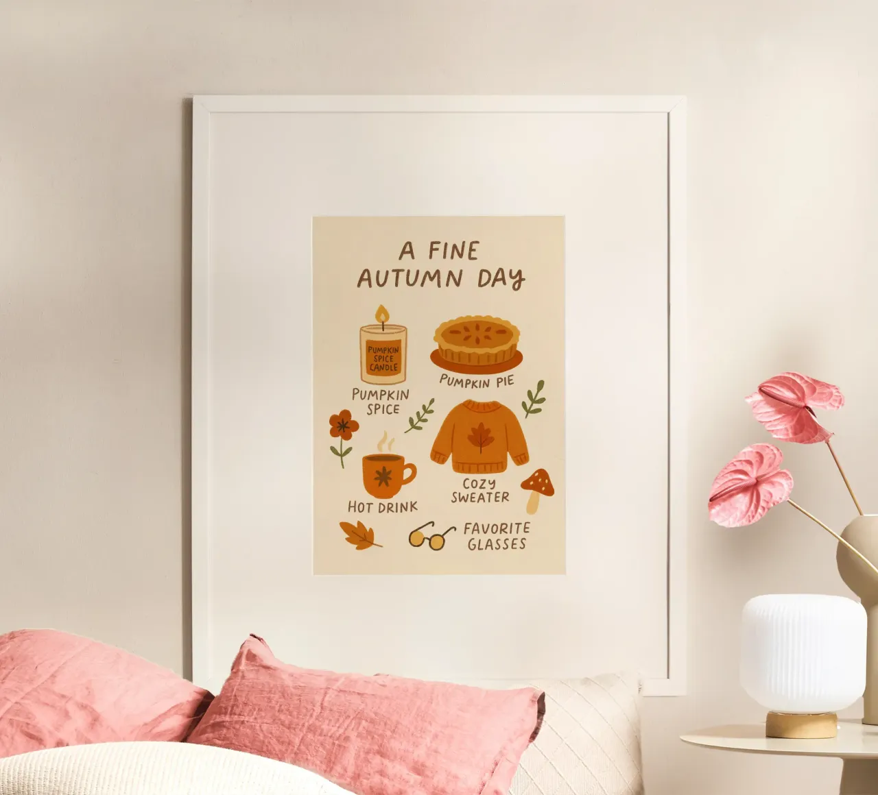 Una bella giornata d'autunno Accogliente lista di controllo autunnale poster con telaio in legno da vintagepod