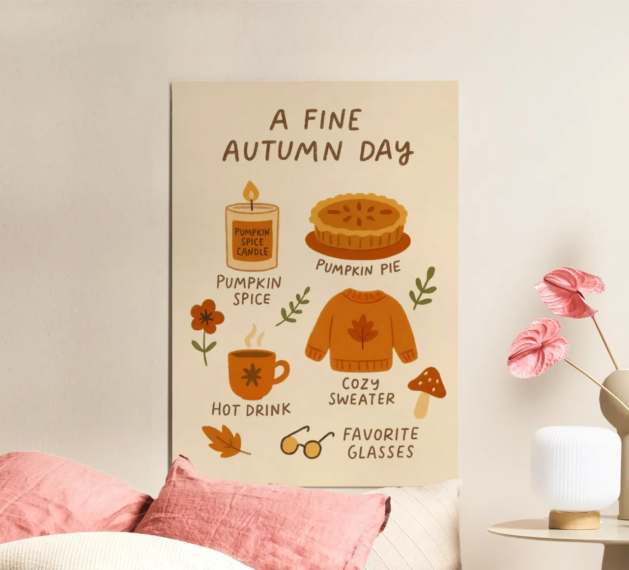Una bella giornata d'autunno Accogliente lista di controllo autunnale poster con telaio in legno da vintagepod