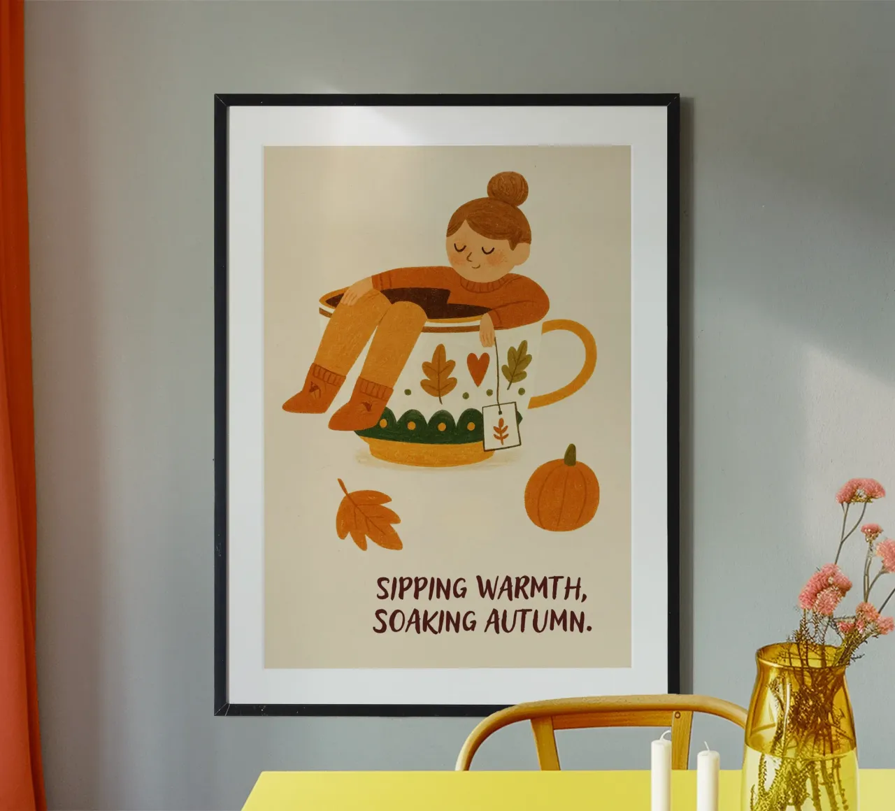 Wärme schlürfen, den Herbst eintauchen Gemütliche Kunst Poster von vintagepod