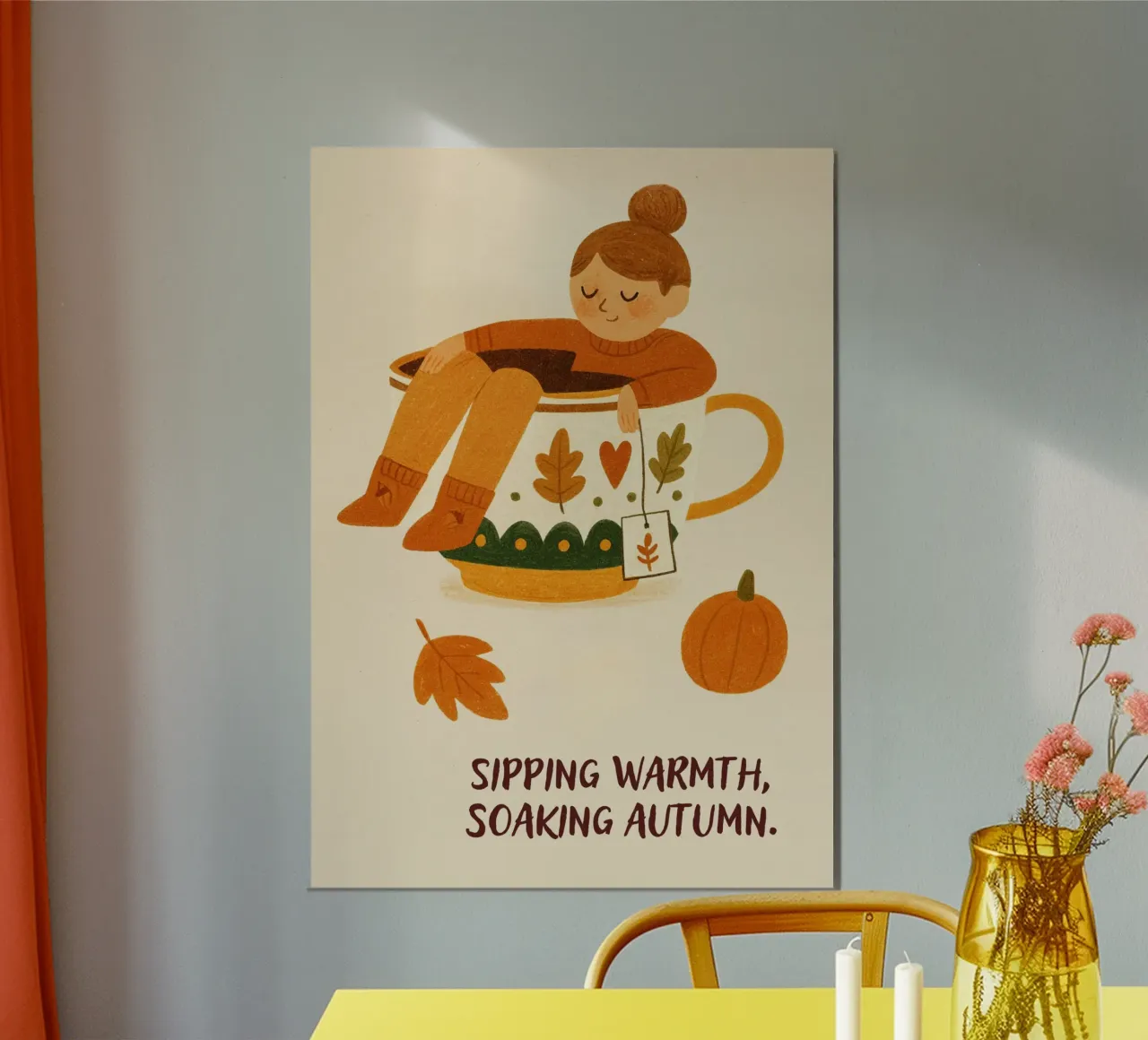 Wärme schlürfen, den Herbst eintauchen Gemütliche Kunst Poster von vintagepod