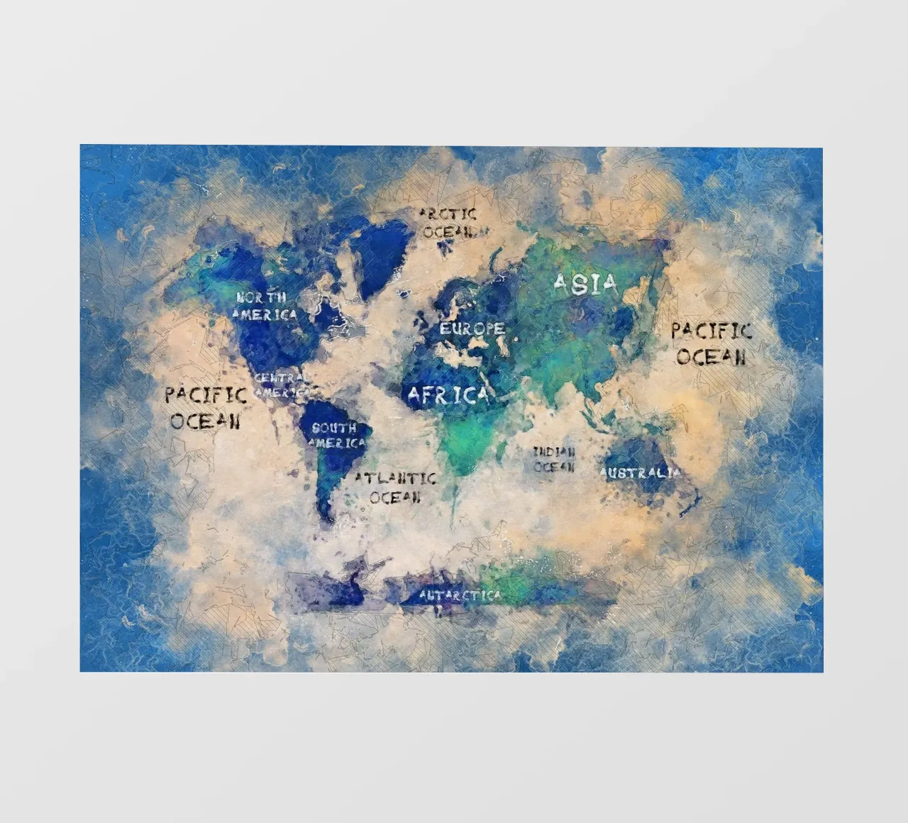 Mappa del mondo a pastello pellicola backlit da Justyna Jaszke JBJart