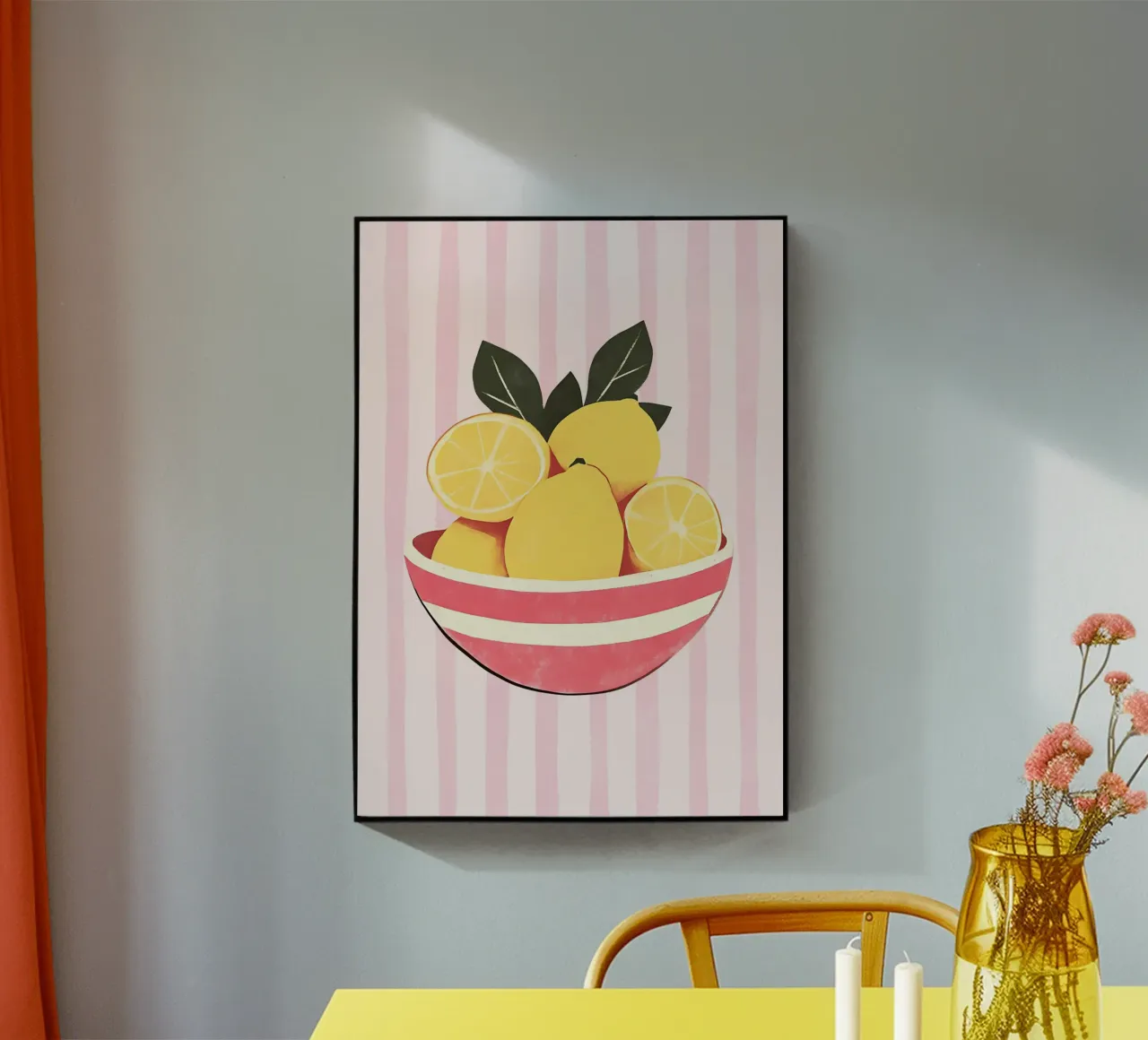 Still Life Pink and Lemon Bowl Wall Art acrylic glass by dawnthesea