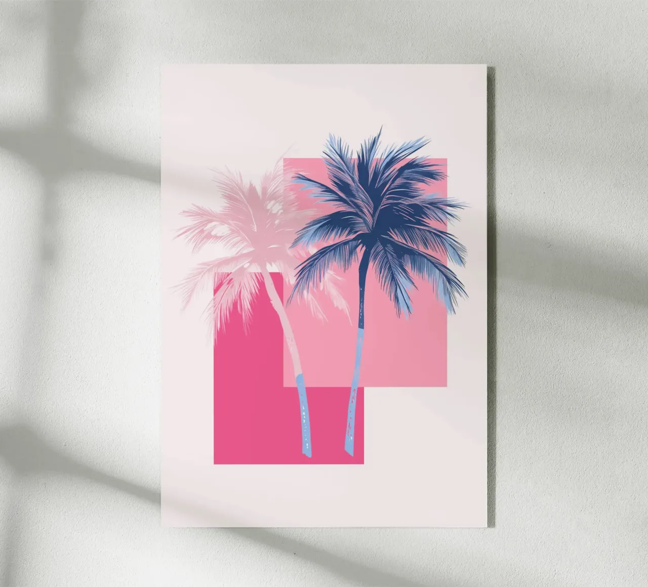 Stampa retrò Pop Art Palm Trees rosa e blu plexiglass da dawnthesea