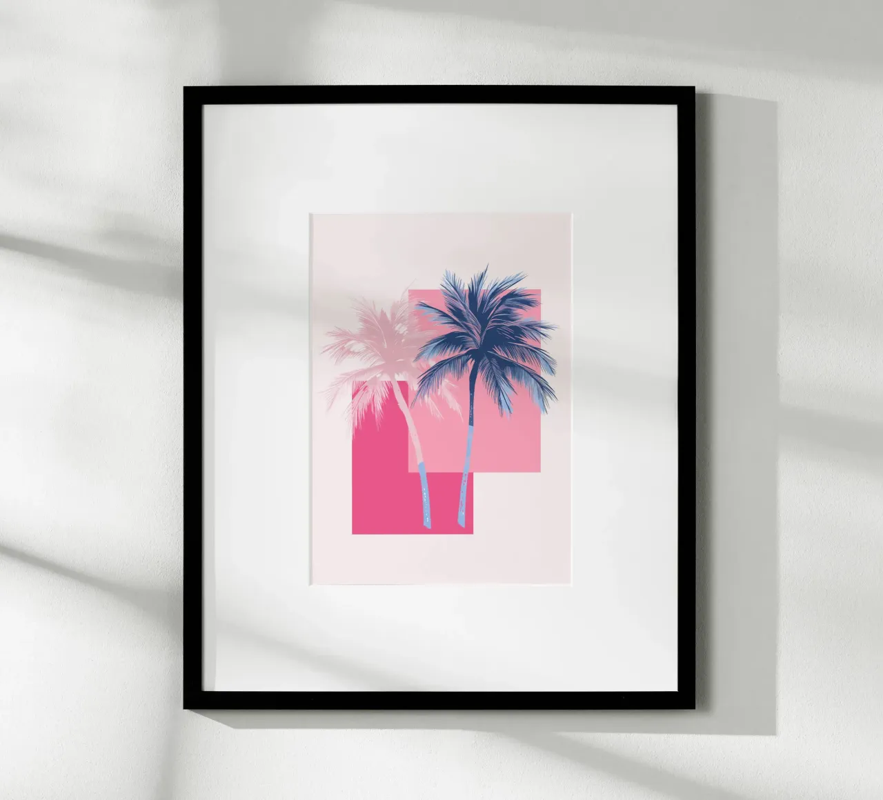 Stampa retrò Pop Art Palm Trees rosa e blu carta hahnemühle da dawnthesea