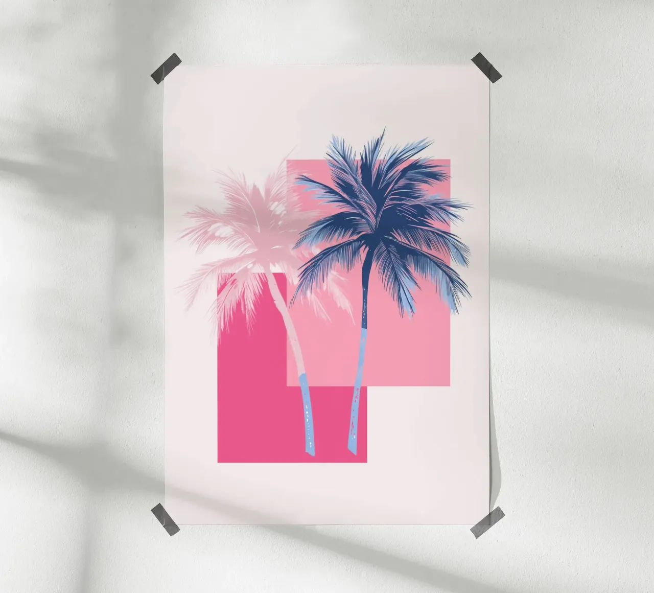 Stampa retrò Pop Art Palm Trees rosa e blu carta hahnemühle da dawnthesea