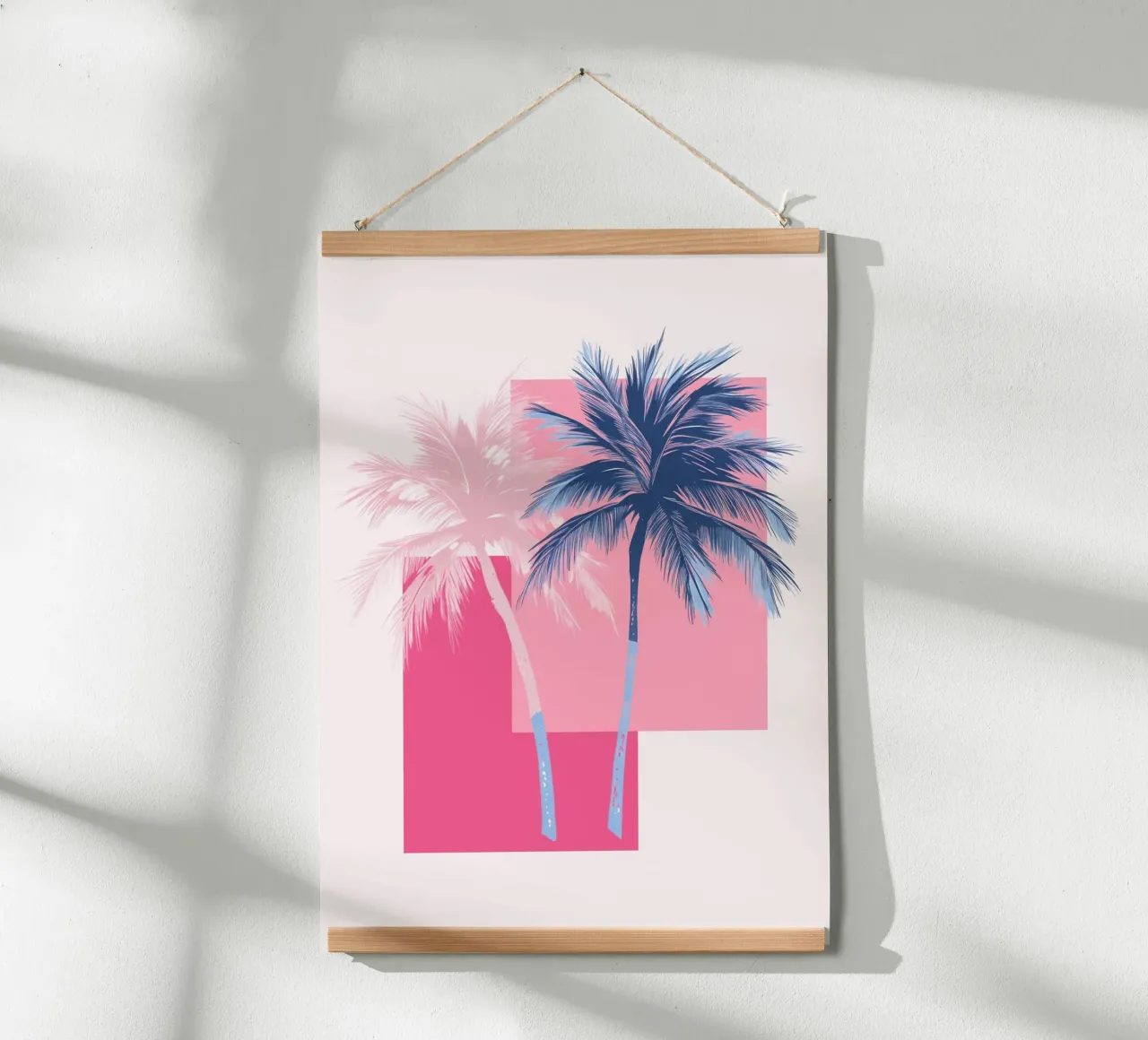 Stampa retrò Pop Art Palm Trees rosa e blu carta hahnemühle da dawnthesea