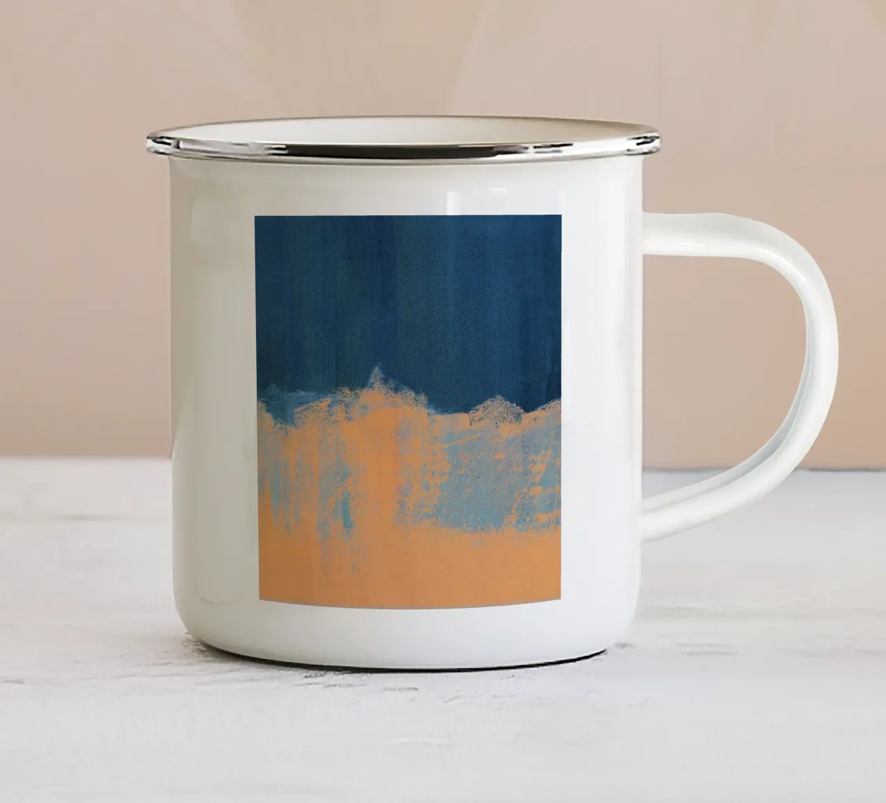Summer Beach Abstract | Orange Blue Emaille Tasse von sabidussi