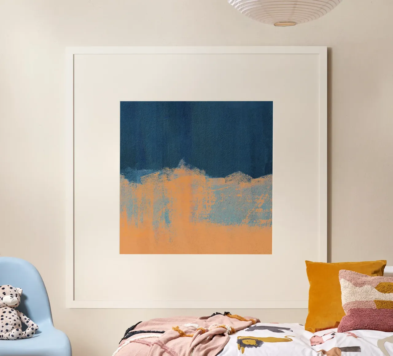 Summer Beach Abstract | Orange Blue poster con telaio in plastica da sabidussi