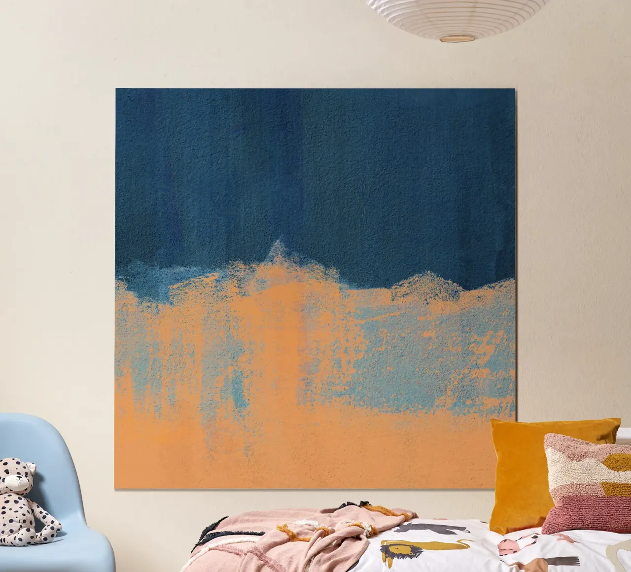 Summer Beach Abstract | Orange Blue poster con telaio in plastica da sabidussi