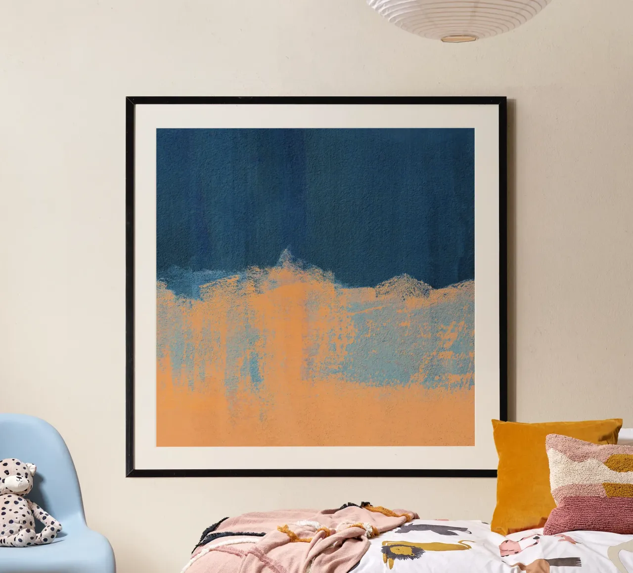 Summer Beach Abstract | Orange Blue poster con telaio in plastica da sabidussi