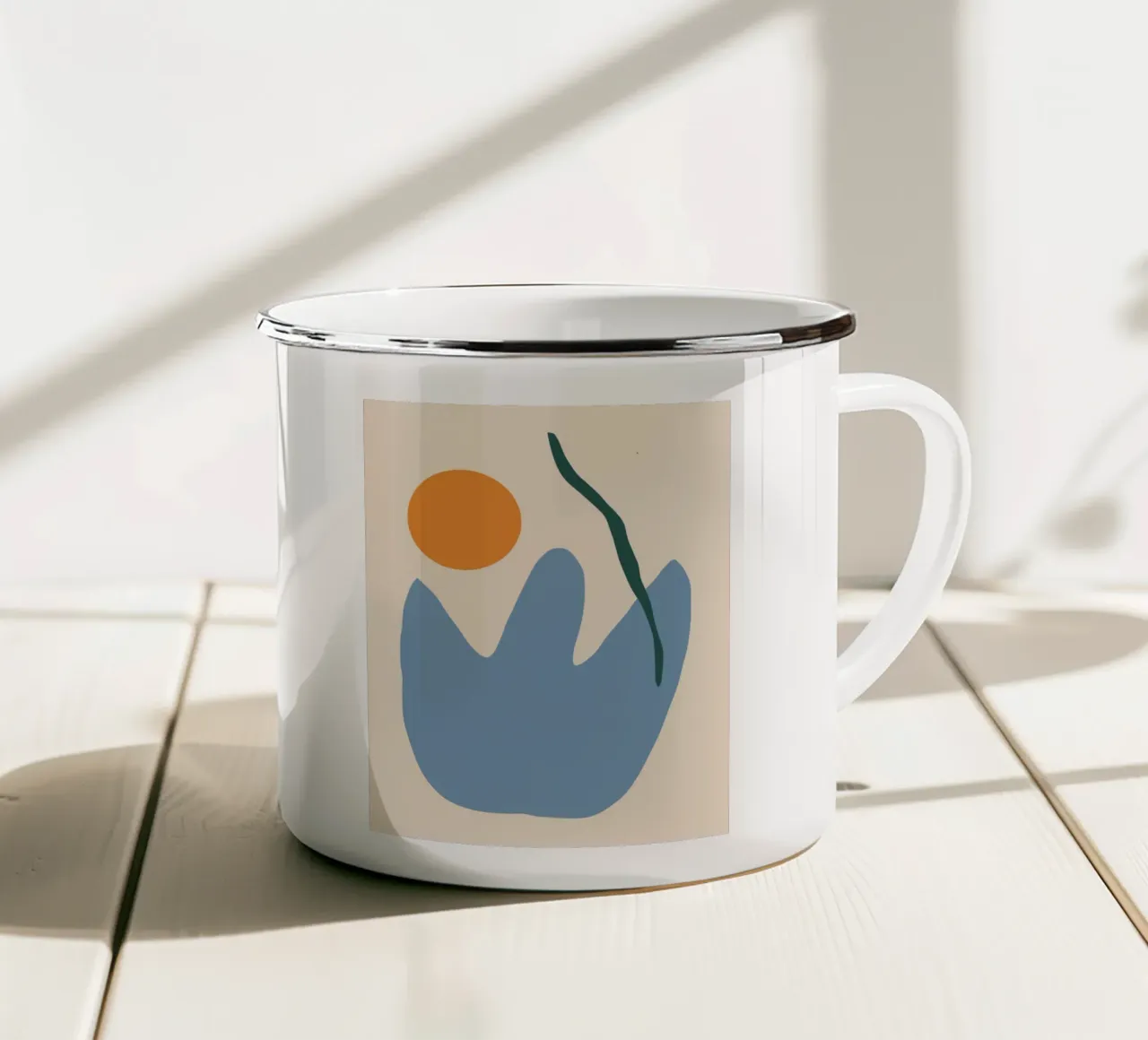 Impianto e sole minimo tazza in smalto da Little Dean